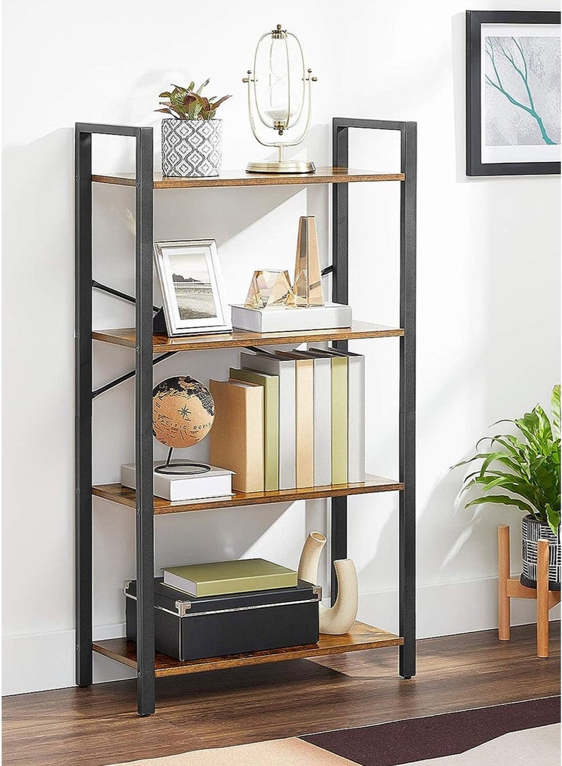 AnneFish 4 Tier Bookshelf Standing Shelving Kitchen Bakers Rack Open Display Rack Storage Shelves with Cupboard Organizer Bookcase Microwave Oven Stand for Living Room And Kitchen Brown 60x30x114cm - Image 3